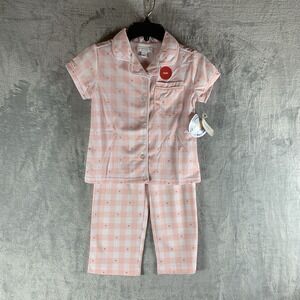 Charter Club Girls 5 Pajama Set Pants Button Up Top Mommy and Me Pink Plaid PJs